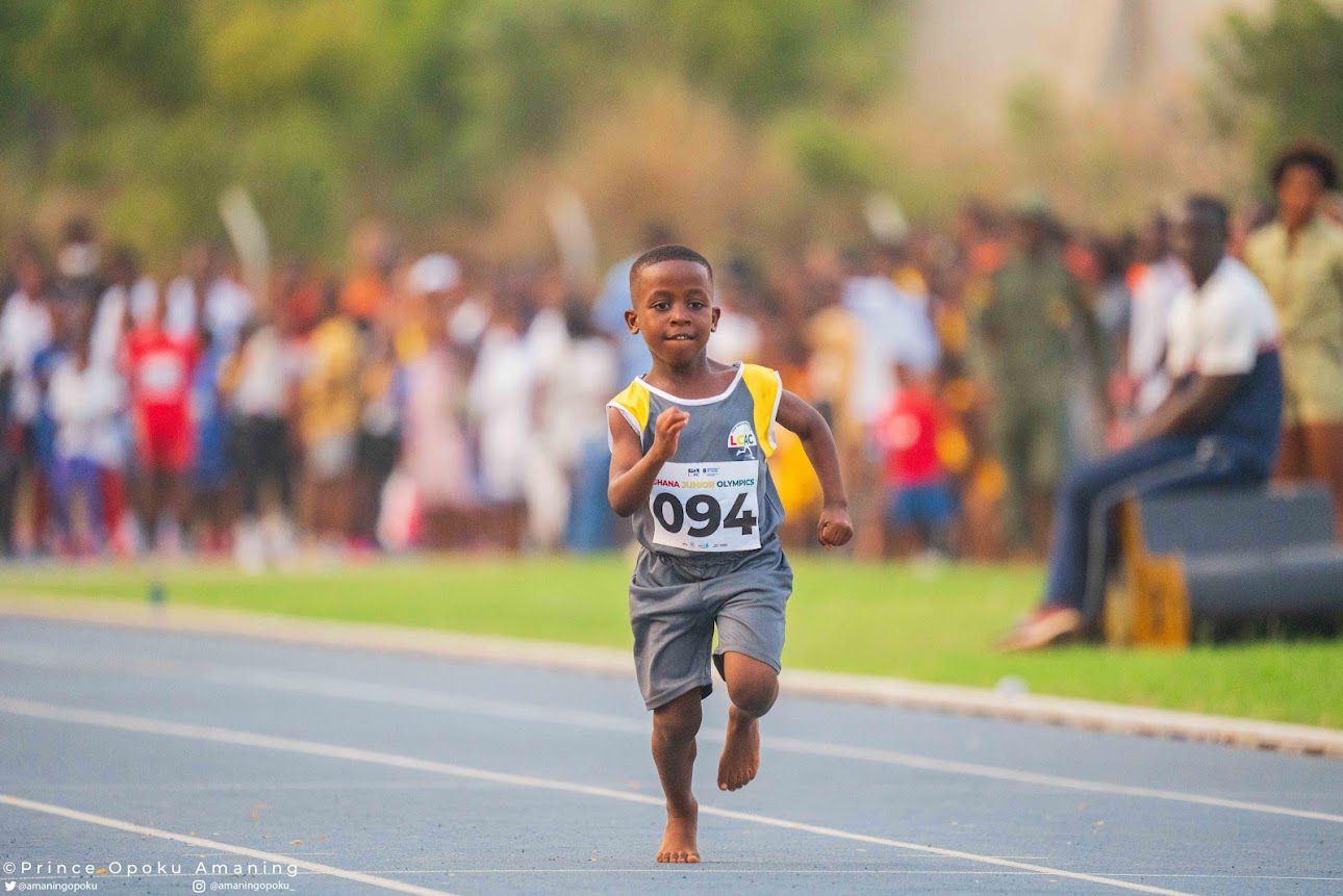 A kid Sprinting at the 2024 junior Olympics in Ghana